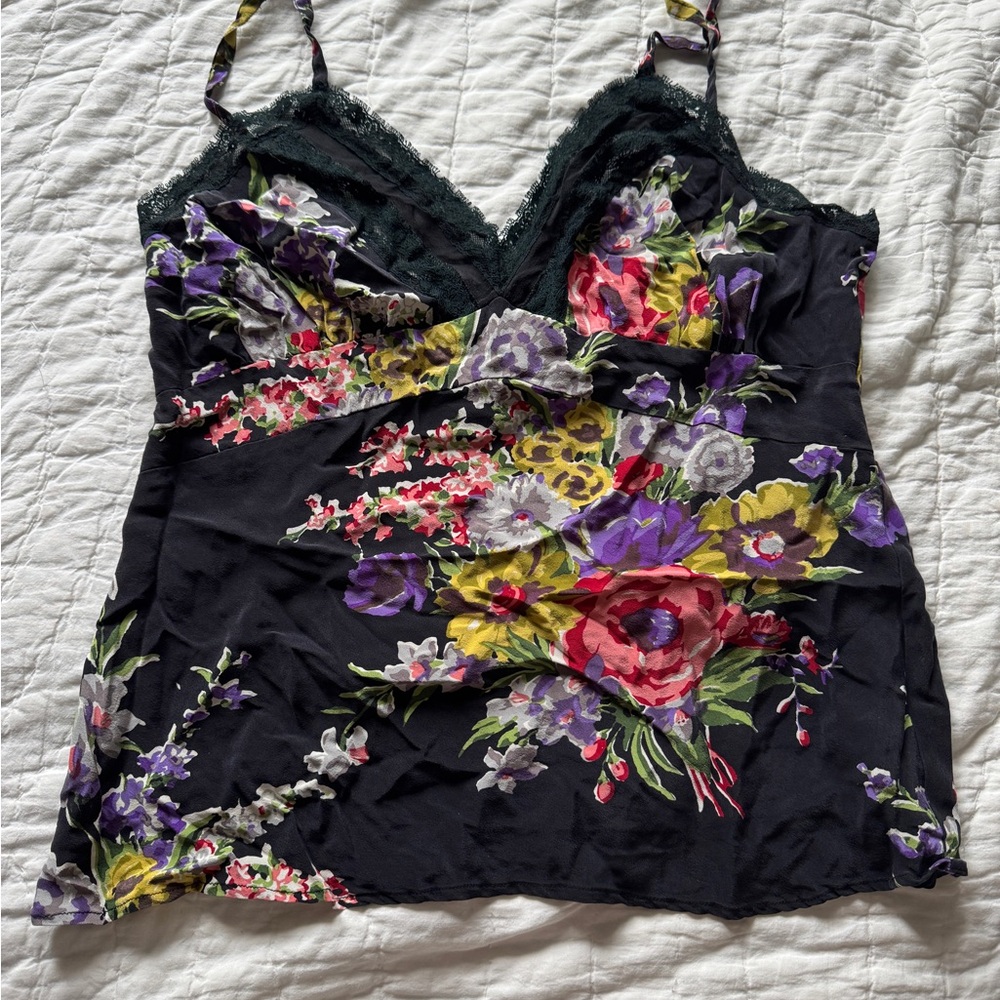 Trashy Diva Floral Camisole in Black with Multicolor Accents